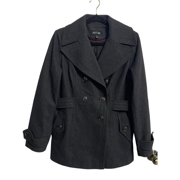 Apt 9 Peacoat Gray Size Small Collared Wool Blend - Picture 1 of 14